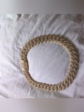 Gold Tone Stone Link Necklace Women Jewelry